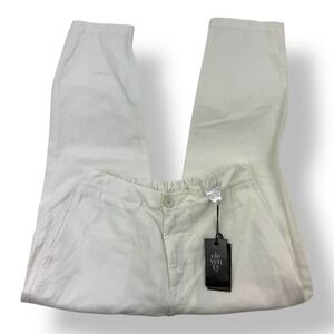Eleventy White Linen Cotton Stretch Band Pants Women's US 6 EU 44 NWT